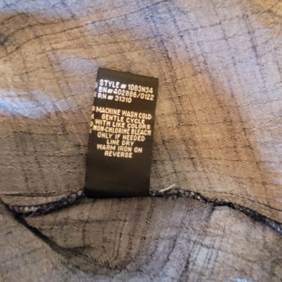 BCX Blue & White Cold Shoulder Bell Sleeve Dip Dyed Gauzy Top Sz Large - Picture 5 of 8